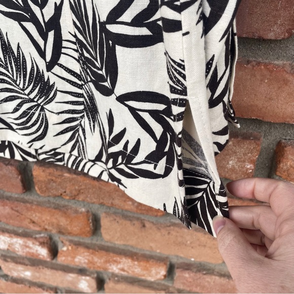 Amber Sun Linen/Cotton Blend Jacket Top 3/4 Sleeve Brown Palm Print (Medium) - Picture 5 of 10